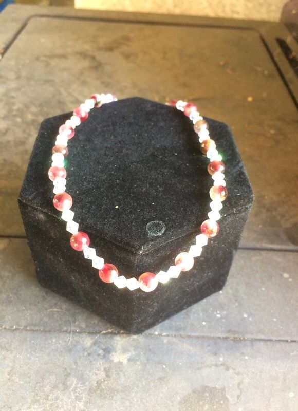Agate and crystal anklet