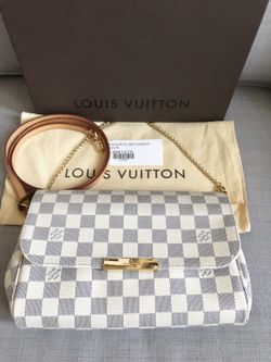 Louis Vuitton Crossbody Favorite Mm White Damier Azur Canvas