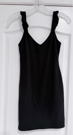 Black Mini Dress with Ruffle Straps