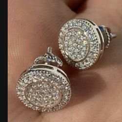 Real 925 Silver Iced Moissanite Hip Hop Earrings Studs Pass Diamond Tester