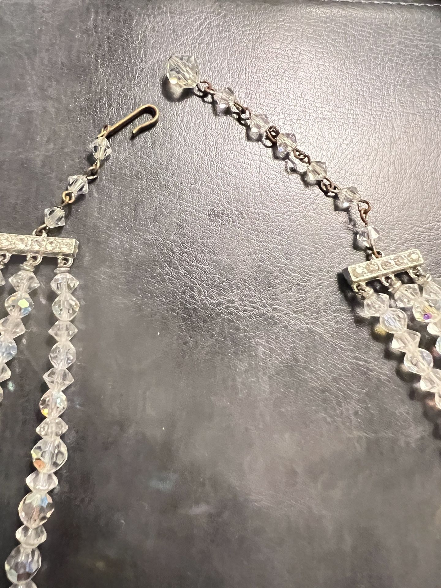 Vintage Aurora Borealis AB 3 Strand Crystal Glass Faceted Bead 