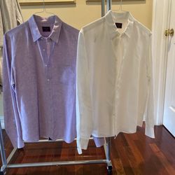 UNTUCKIT Linen Vin SantoLong Sleeve Medium Button Down Vin Santo Men’s Shirts Lot Of 2