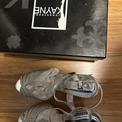 Jonathan Kayne Silver Rhinestone 5” Heels – Size 8