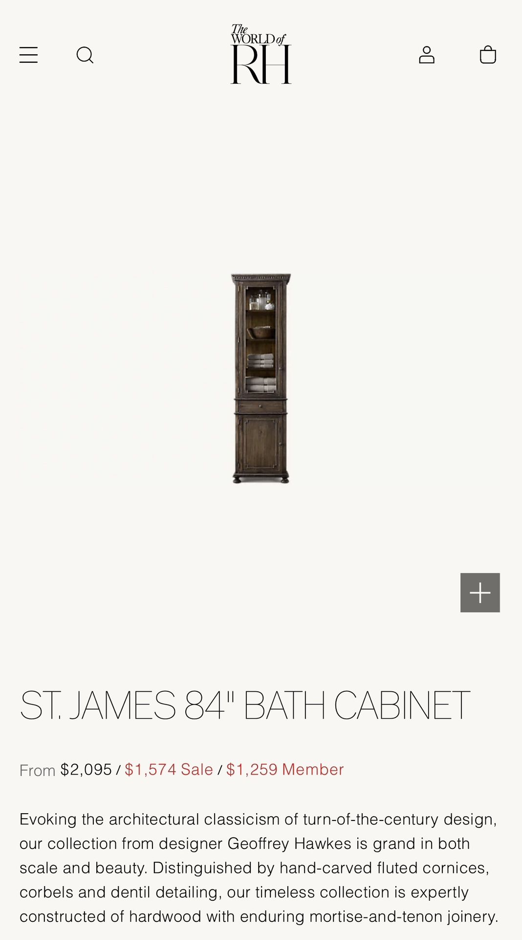 Restoration Hardware St. James 84” Bath Cabinet
