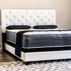 Brand New White Full Size Bed Frame With New Mattress/Fast Delivery 