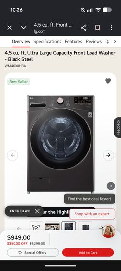 4.5 cu. ft. Ultra Large Capacity Front Load Washer - Black Steel