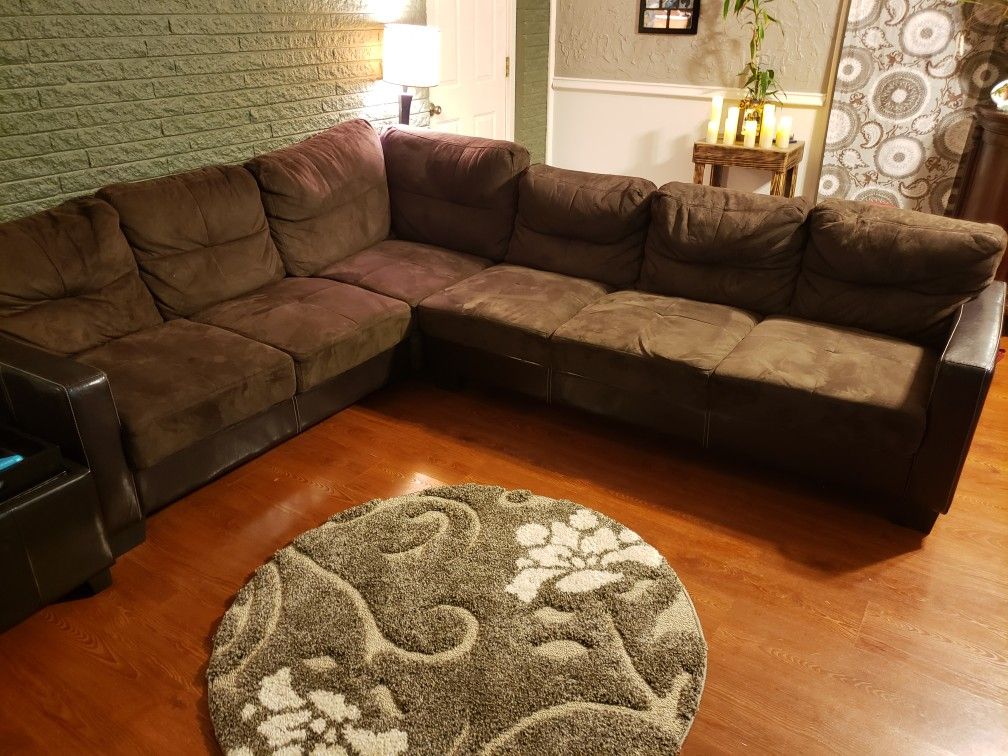 Sectional brown sofa