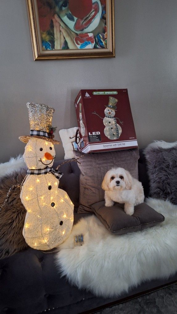 SNOW MAN WITH GOLD HAT BATTERY π OPERATED AA$20