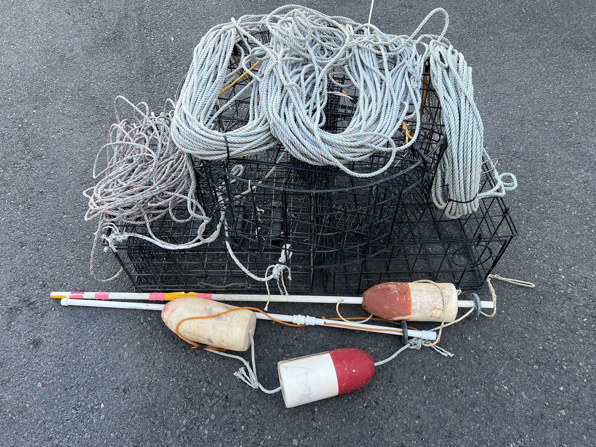 Crab Pots, Line, Bait Boxes And Buoys