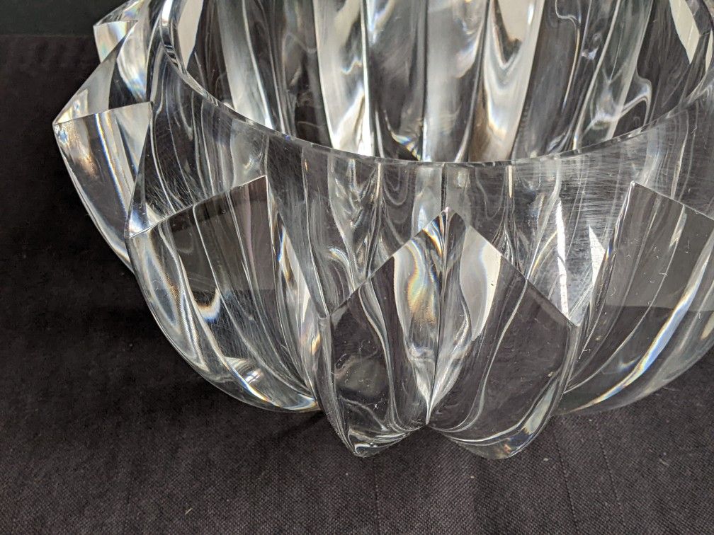 Vtg Post Modern Clear Acrylic Lucite Faceted Tiara Bowl by Judith Kruger