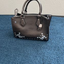 Leather Handbag With Rhinestones 
