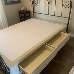 Boxspring With Four Storage Drawers.  Queen