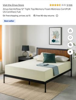 Zinus Gel Airflow 12" Tight Top Memory Foam Mattress CertiPUR-US Certified, Full