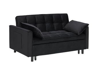 Modern velvet sofa, sofa pull-out bed, small love seat casual sofa with back, with pillow, pockets, living room furniture, 3 in 1 convertible sleep so