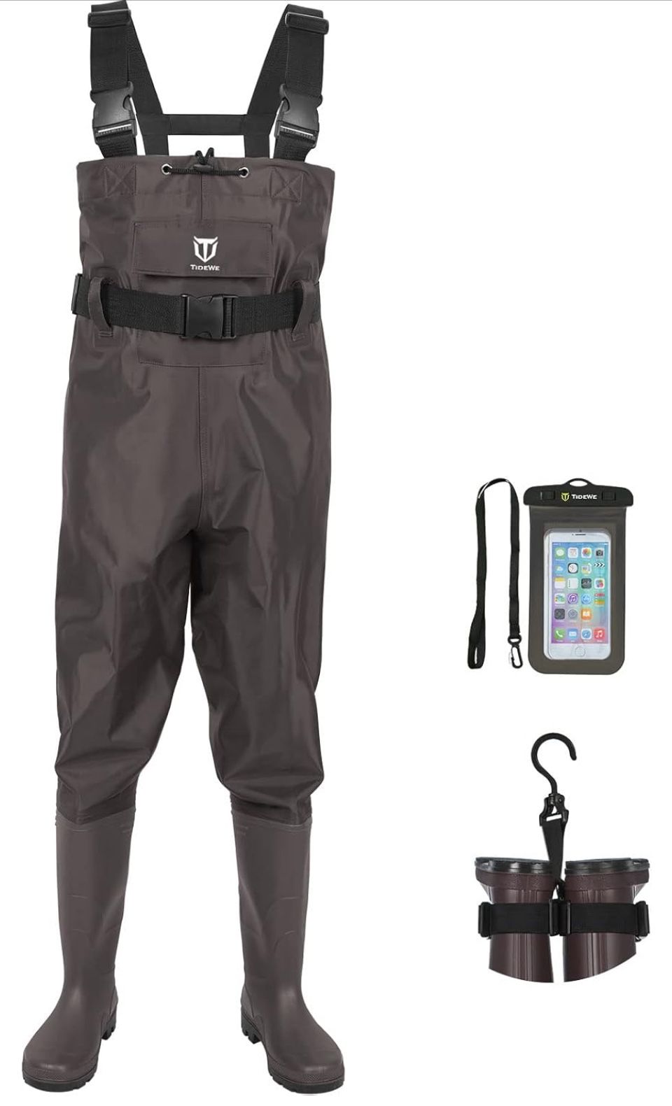 TIDEWE Bootfoot Chest Wader 2-Ply Nylon/PVC Waterproof Fishing Hunting Waders 12