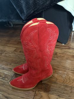 Red Suede Western Boots – Worn Once – Size 7.5 W