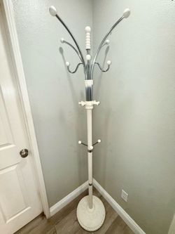 White and Chrome Freestanding Coat Rack