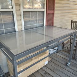 Metal Table w/Casters  60"x34"x38"