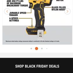 DEWALT ATOMIC 20V MAX Cordless Brushless 1/2 in. Variable Speed Impact Wrench (Tool Only)