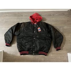 New NWT Men’s Vintage WearGuard Puffer Insulated Hooded Jacket Black Red XL READ