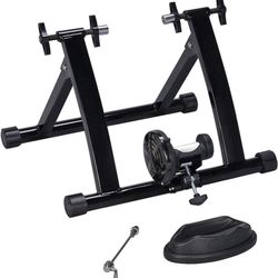 Magnetic Bike Trainer Stand Premium Steel Bike Bicycle Indoor Exercise Bike Stationary Workout Trainer Stand Fits for 26in-28in, 700C Wheels