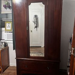 Vintage Wooden Wardrobe/Armoire with Mirror