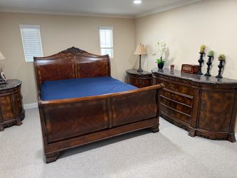 Cal King Sleigh Bedroom Set, Granite tops