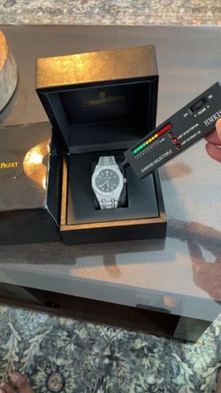 Moissiante stones Vvs 26ct silver A black dial watch (PASSES DIAMOND TESTER)
