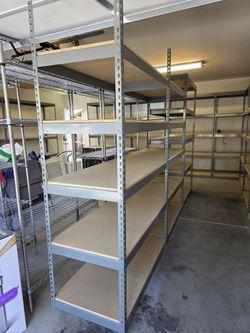 5 Tier Shelving 48 in W x 24 in D American Made Used Heavy Duty Steel Boltless Storage Racks Delivery Available