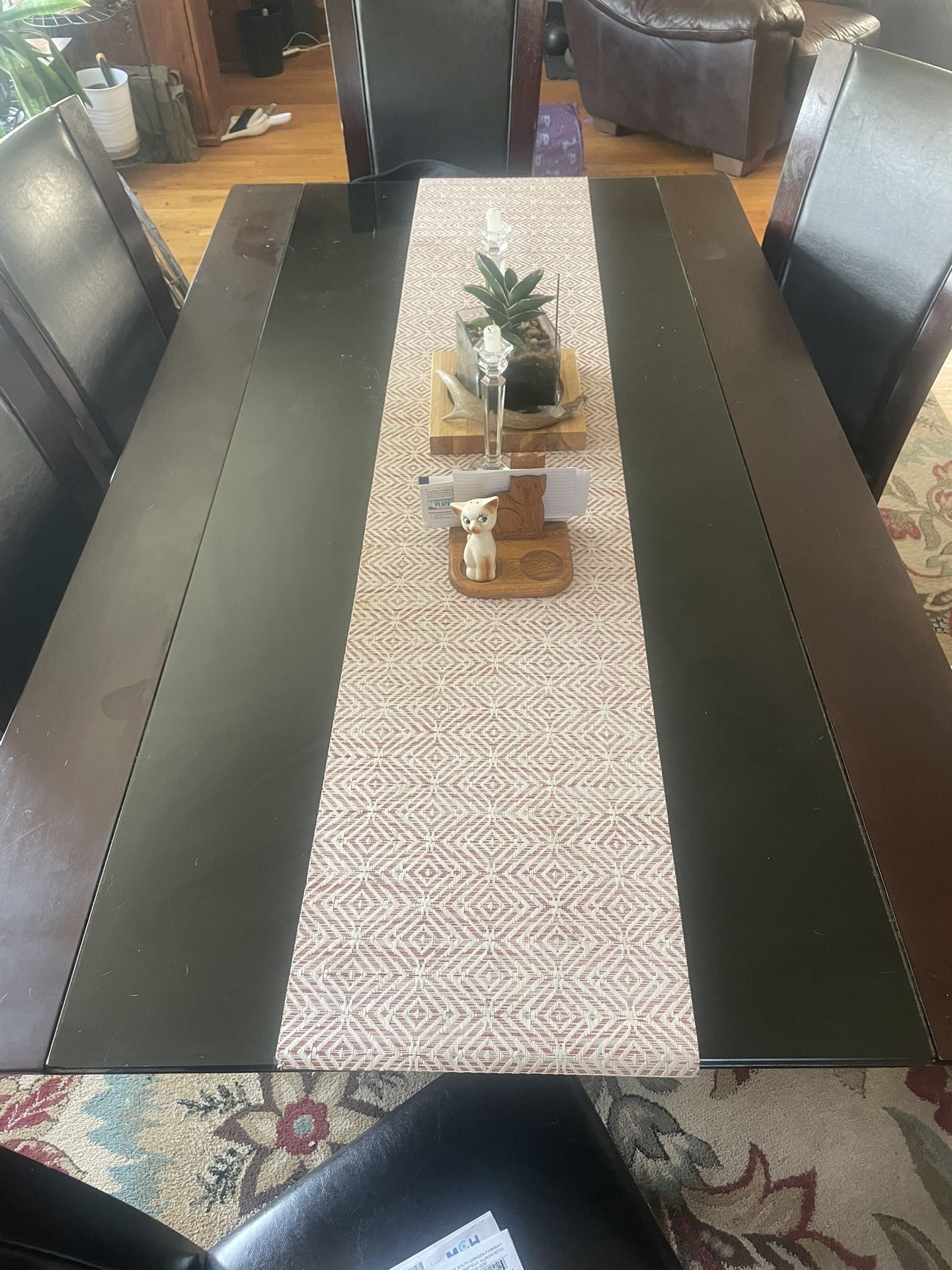Dark Wood And Glass Table