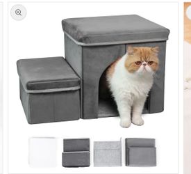 Foldable Cat House Ottoman with Steps