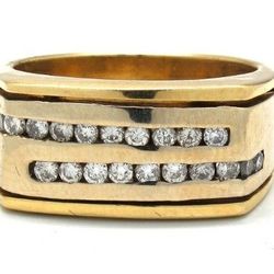 Mens Diamond/14K Wedding Band