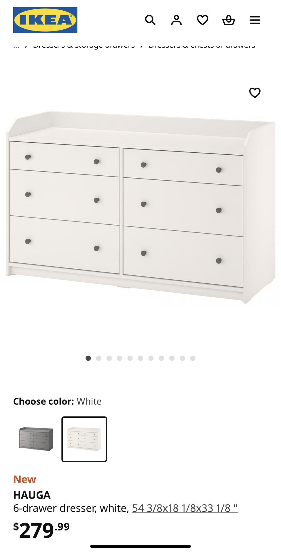 White IKEA Hauga 6-drawer Dresser