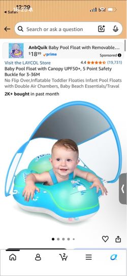 Baby Pool Float with Canopy UPF50+