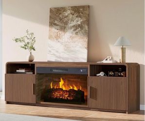 AMERLIFE 70" Fluted Fireplace TV Stand with Electric Fireplace