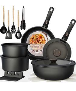 21 Pcs Pots and Pans Set Non Stick, Ceramic Cookware Set