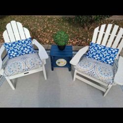 Poly Outdoor FURNITURE, Adirondack Chairs,   Cushions, Back Pillows,  Yes Available 