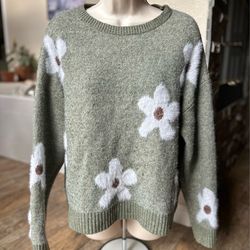 Women’s Large Shein Long Sleeve Flower Sweater