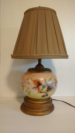 Vintage/Antique Handpainted Glass/Metal Table Lamp (Height: 21”)