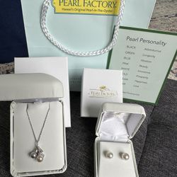 Akoya Pearl 14k White Gold Necklace And Earrings
