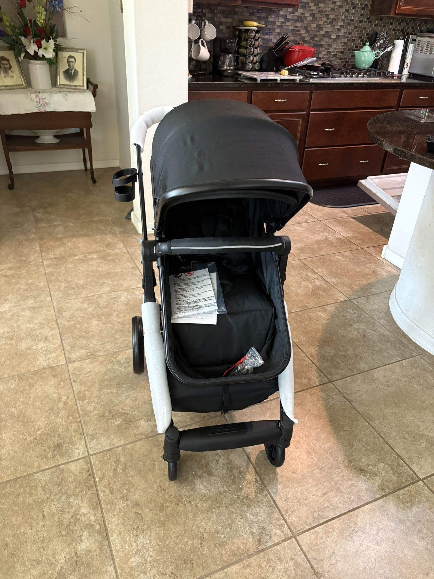 2 in 1 Baby Stroller, High Landscape Convertible Bassinet Stroller with Reversible Seat