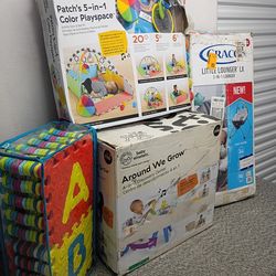 Baby Gear Bundle: Activity Gym, Lounger, Discovery Center, and Playmat