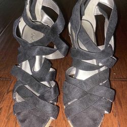 New Cato Women’s Black Wedge Sandals Size 8