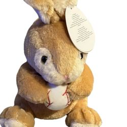 Dan Dee BaseBall Bunny Rabbit & Bow Tan 12" Easter Plush Animal Vintage