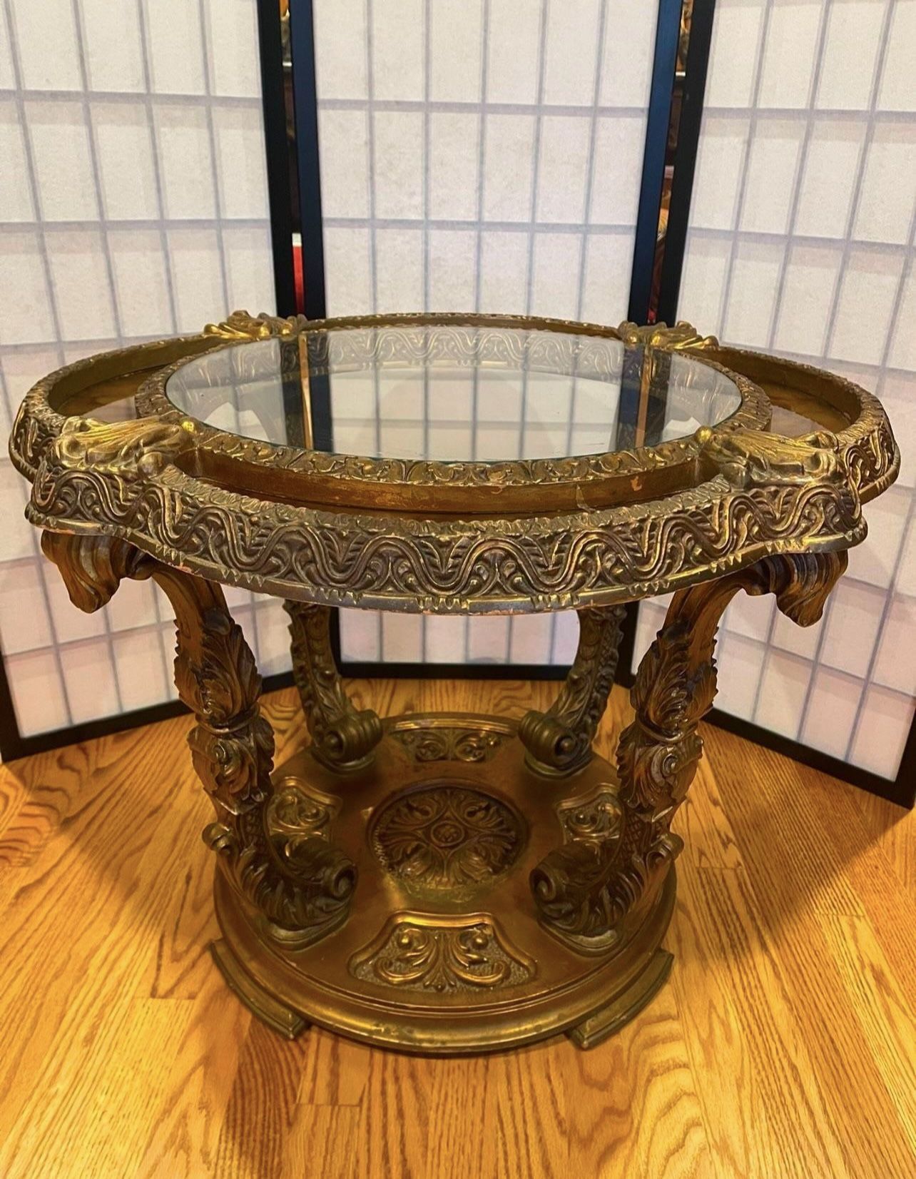 Ornate Mid Century Hollywood Regency Side Table