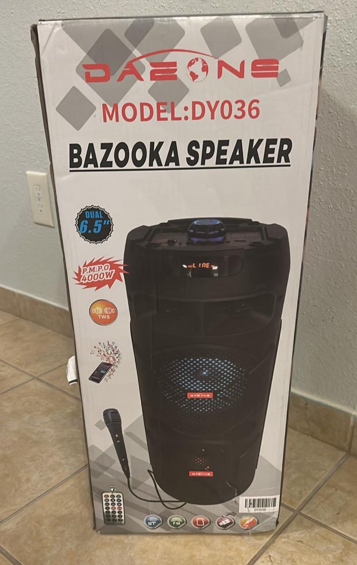 4000W Portable Bluetooth Speaker Dual 6.5" Woofer Sound System Party DJ With Microphone Remote Led Light TWS