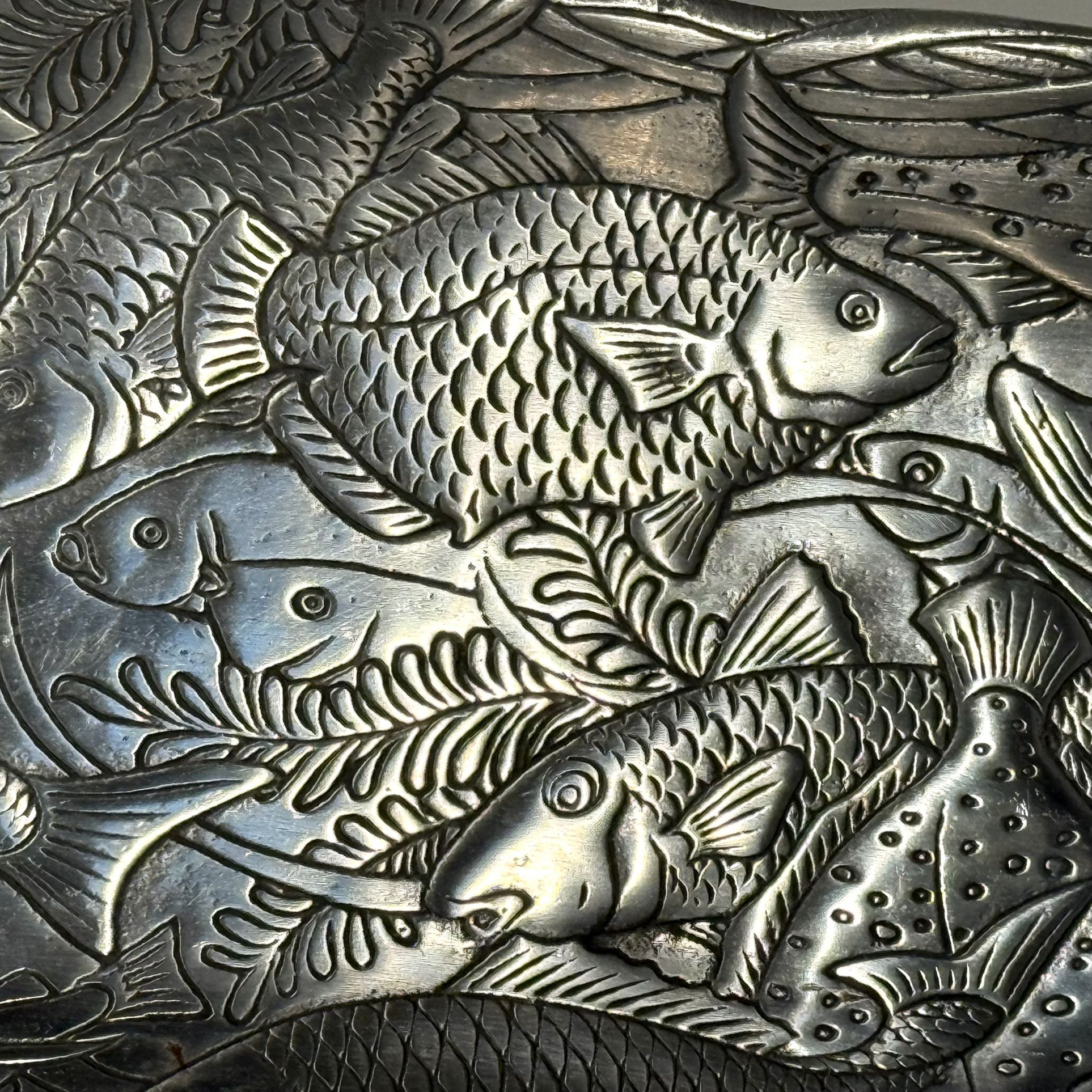 Arthur Court Aluminum Fish / Bread Tray Serving Platter 1985 Sea Life Collection