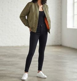 Stradivarius Olive Green Bomber M size