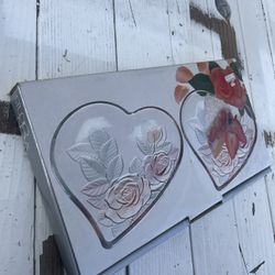 New Rose Bouquet heart-shaped crystal serving tray and plate