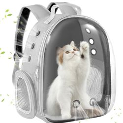 Gray -PetPack Adorable Bubble Carrying Bag for Small, Medium dogs Cats, Space Capsule Pet Park, Hiking backpack, Airline Approved Travel Carrier  